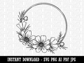 Rose Wreath SVG, Floral Clipart