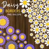 Decorative Daisy Flower Page Border Clipart Set