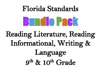 Preview of Decorative Florida Language Arts Standards Bundle (9 & 10)