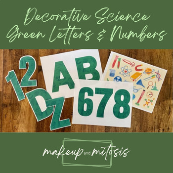 Preview of Decorative Green Science Letters & Numbers Set