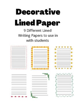 Decorative Writing Paper Printable Lined Paper for Kids - Etsy