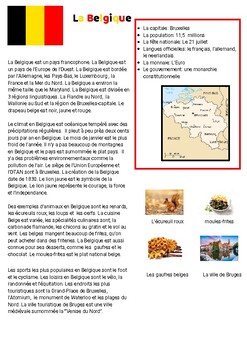 Preview of Découverte d'un pays francophone: la Belgique