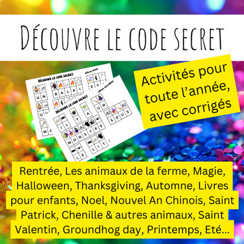 Preview of Full Year Bundle French Code Secret Celebrations l'année complete FLE
