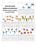 Deep Sea Animal Addition and Subtraction - Choose the Corr