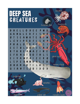 Preview of Deep Sea Creatures - Word Search Puzzles