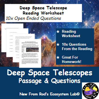 Preview of Deep Space Telescopes Reading Worksheet FREE **Editable**