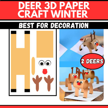 Preview of Deer 3D Paper Craft Winter Edition You Can Make 2 Deers Decoration Item