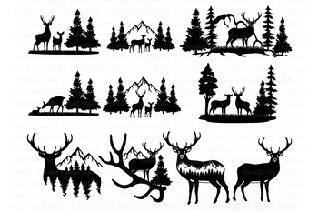 Download Deer Bundle SVG, Deer and Mountains SVG Cut Files ...