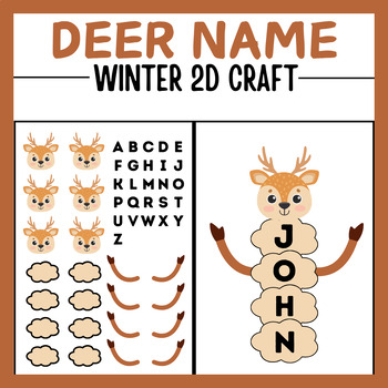 Preview of Deer Name Craft | Winter Craft Fun December Crafts