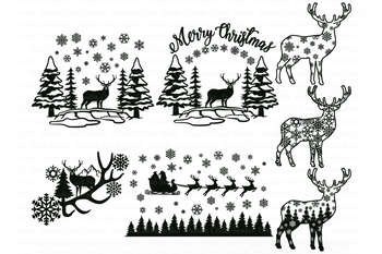 Download Deer Svg Christmas Scene With Deer Bundle Svg Winter Scene With Deer Svg Files