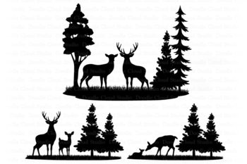 Deer Svg Cut Files Forest Deer Clipart Landscape Svg Hunting Doe Fawn Buck