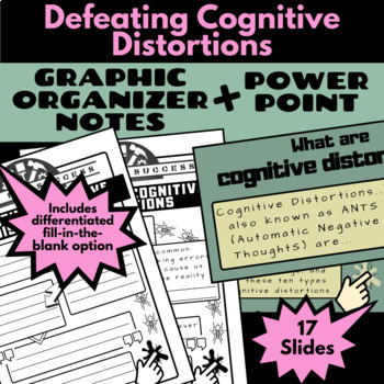 Preview of Defeating Cognitive Distortions: Graphic Organizer Notes and PowerPoint