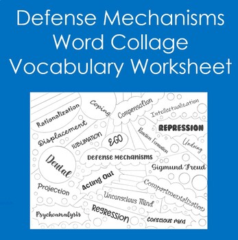 Preview of Defense Mechanisms Word Collage (Coloring, Psychology, Health)