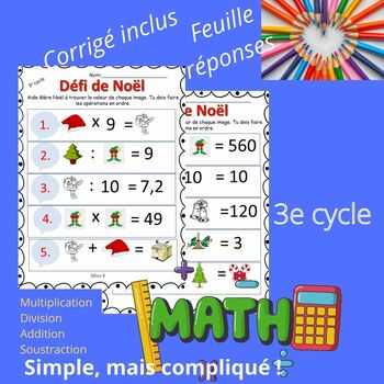 Preview of Défi de Noël en mathématique 3e cycle
