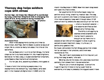 Preview of Standardized Test Prep Essay- Therapy Dogs and Soldiers