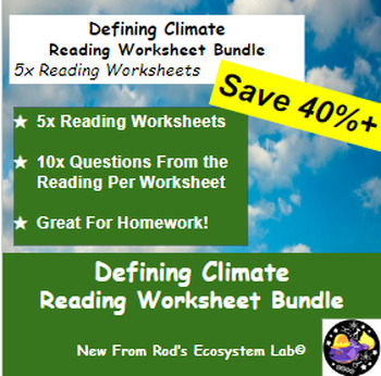 Preview of Defining Climate Lesson Reading Worksheet Bundle **Editable**