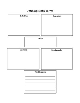 Preview of Defining Math Terms Graphic Organizer