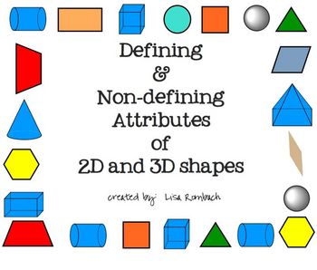 Preview of Defining Non-Defining Attributes of 2d & 3d Shapes SmartBoard lesson