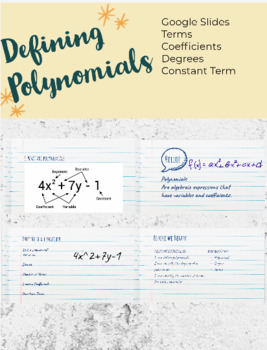 Preview of Defining Polynomials- Terms, Degrees, Coefficients, and Constant terms