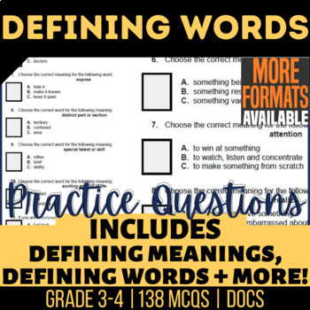 Preview of Defining Words Google Docs Worksheets | Vocabulary Digital Resources Grade 3-4