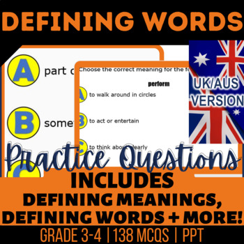 Preview of Defining Words Interactive: Define Word and Meaning UK/AUS Spelling Year 4-5