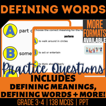 Preview of Defining Words PowerPoints | Vocabulary Multiple Choice Questions 3rd-4th Grade