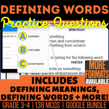 Preview of Defining Words Review Worksheets Slides Forms | Vocabulary Digital Resources