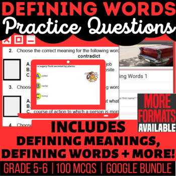 Preview of Defining Words Review Worksheets | Google Docs Forms Slides | Digital Resources