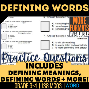 Preview of Defining Words Worksheets: Define Word and Meaning 3rd-4th Grade (Word)