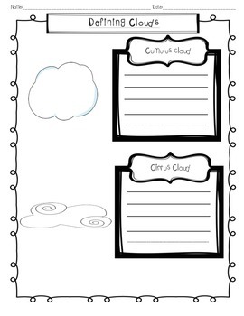 Preview of Defining clouds worksheet