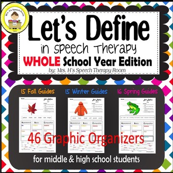 Preview of Defining in Speech Therapy a Full School Year Bundle