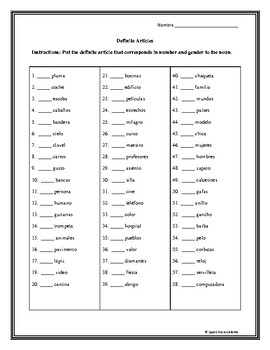 Spanish Definite Articles