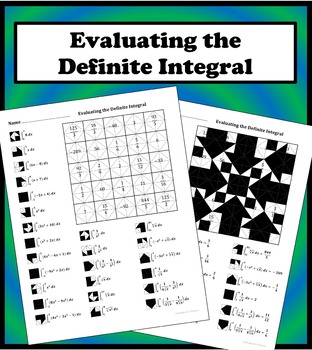 Preview of Evaluating the Definite Integral Color Worksheet