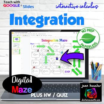 Preview of Definite Integrals Digital Maze plus Printable 