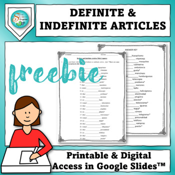 Preview of Definite and Indefinite Articles Practice with Cognates