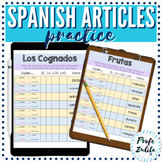 Definite and Indefinite Articles in Spanish Practice Pages