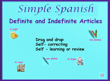 Preview of Definite and Indefinite Spanish Articles Self-correcting Drag -and Drop Activity