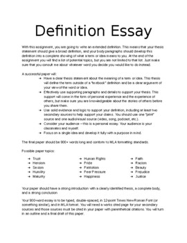 Definition Essay by Sarah at Lit Think | Teachers Pay Teachers