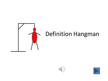 Preview of Definition Hangman- UNUSUAL WORDS and VISUALLY APPEALING SLIDES