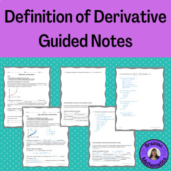 Preview of Definition of Derivative Guided Notes