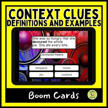 Preview of Context Clues Definitions and Examples Boom Cards