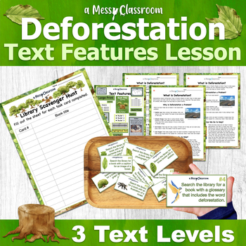 Preview of Deforestation Nonfiction Text Feature RI.2.5 Task Card Scavenger Hunt 2nd Grade