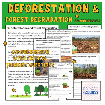 Preview of Deforestation and Forest Degradation - Comprehension Skills