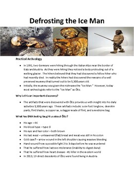 Preview of Defrosting the Ice Man - Primary Source - Discussion Questions