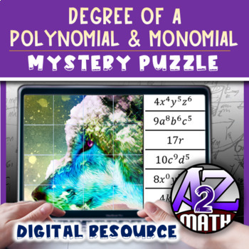 Preview of Degree of a Polynomial and Monomial Activity Digital Pixel Art Mystery Puzzle