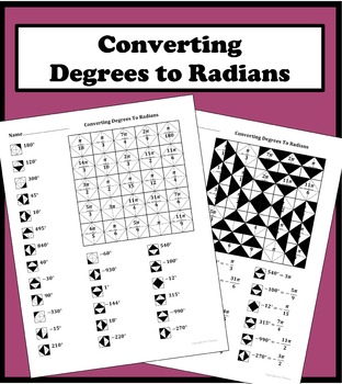 Preview of Converting Degrees to Radians Color Worksheet