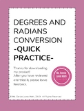 Degrees and Radians Conversion:  Quick Practice Freebie