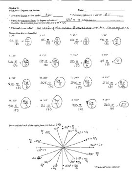 4.2 assignment degrees and radians answer key
