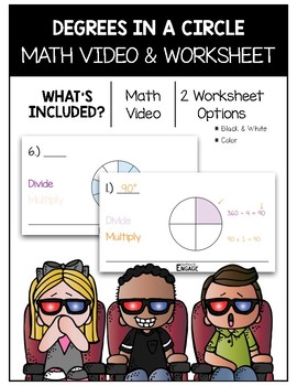 Preview of 4.MD.5: Degrees in a Circle Math Video and Worksheet