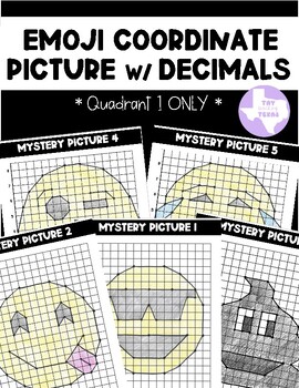 Preview of Deicmal - Emoji Mystery Coordinate Grid Pictures - Quadrant 1 Only (TEKS 5.8C)